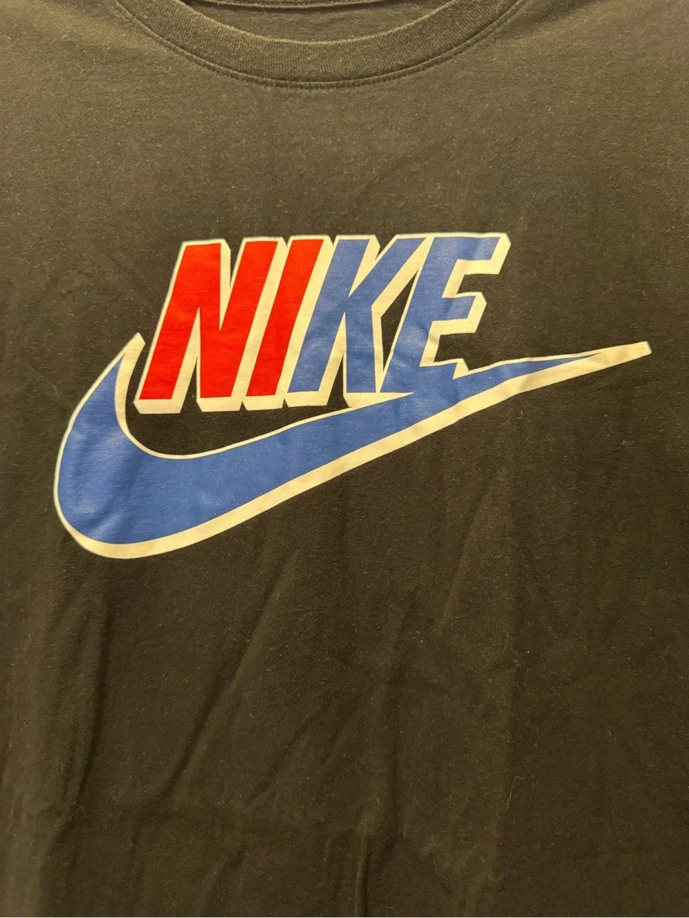 Nike Black Short-Sleeve Tee with Red and Blue Logo 0276